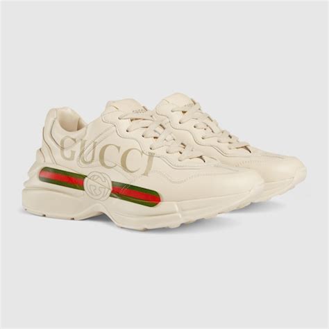 sneaker rhyton in pelle con logo gucci|Women's Rhyton sneaker with Gucci logo .